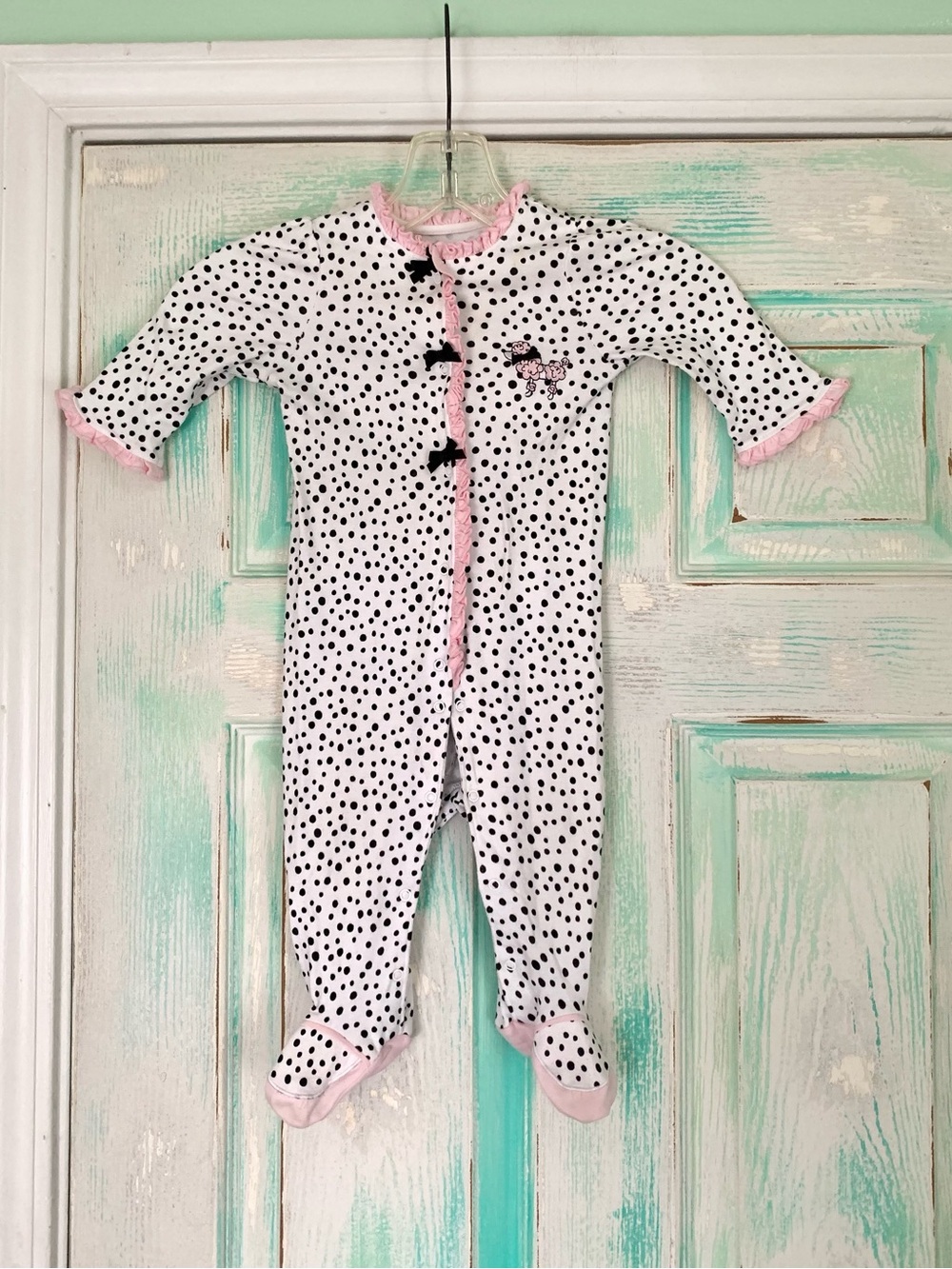 Little Me Baby Girl Infant Pink/White Polka Dot Poodle One Piece 9M